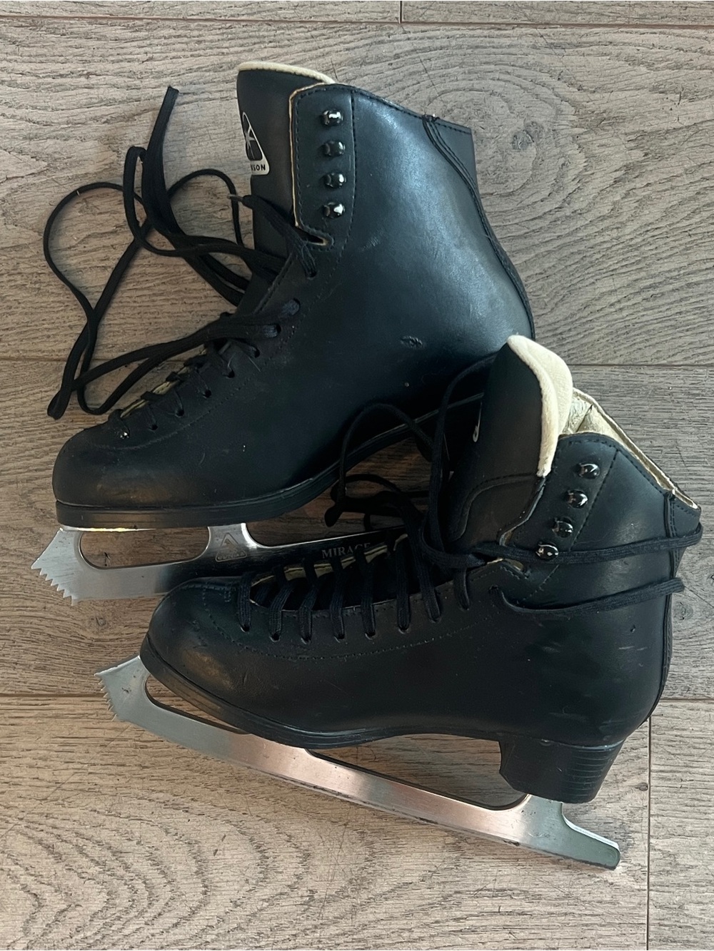 Jackson Black Leather Figure Skates Boys Size 3 1/2 Mirage Blades 9 1/2